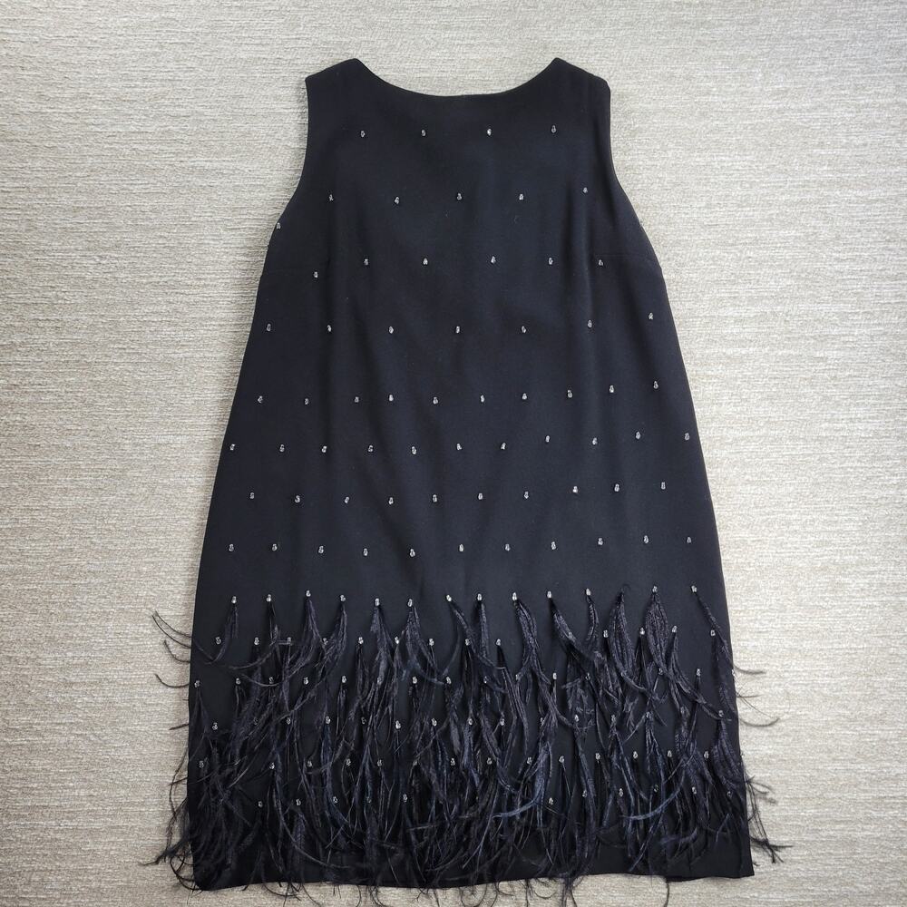 Ann Taylor Black Beaded Fringe Midi Dress